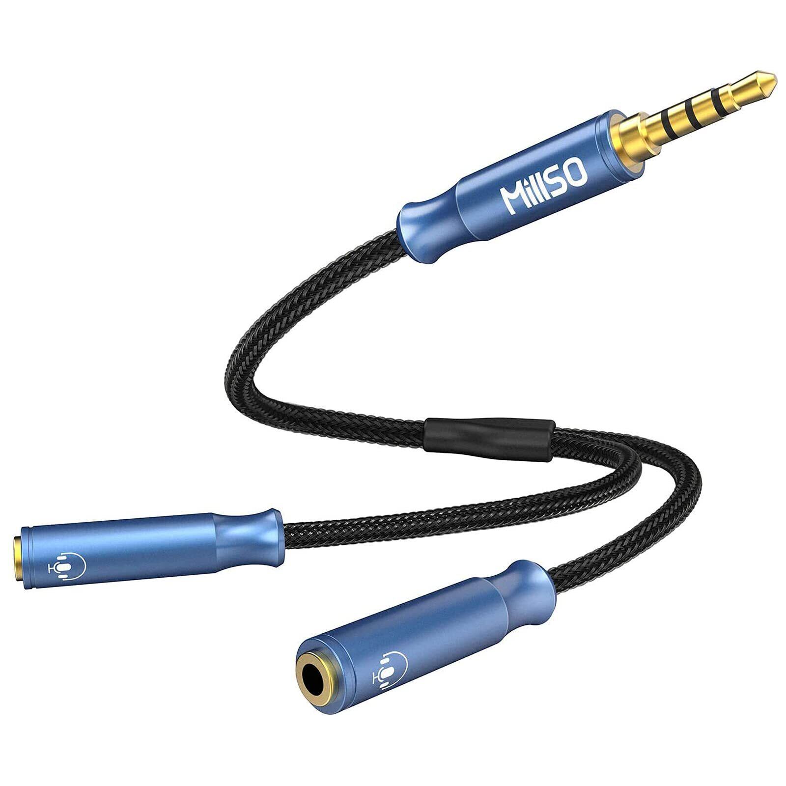 MillSO イヤホンジャック 二股 4極 分岐 2分配ケーブル ボイスチャット
