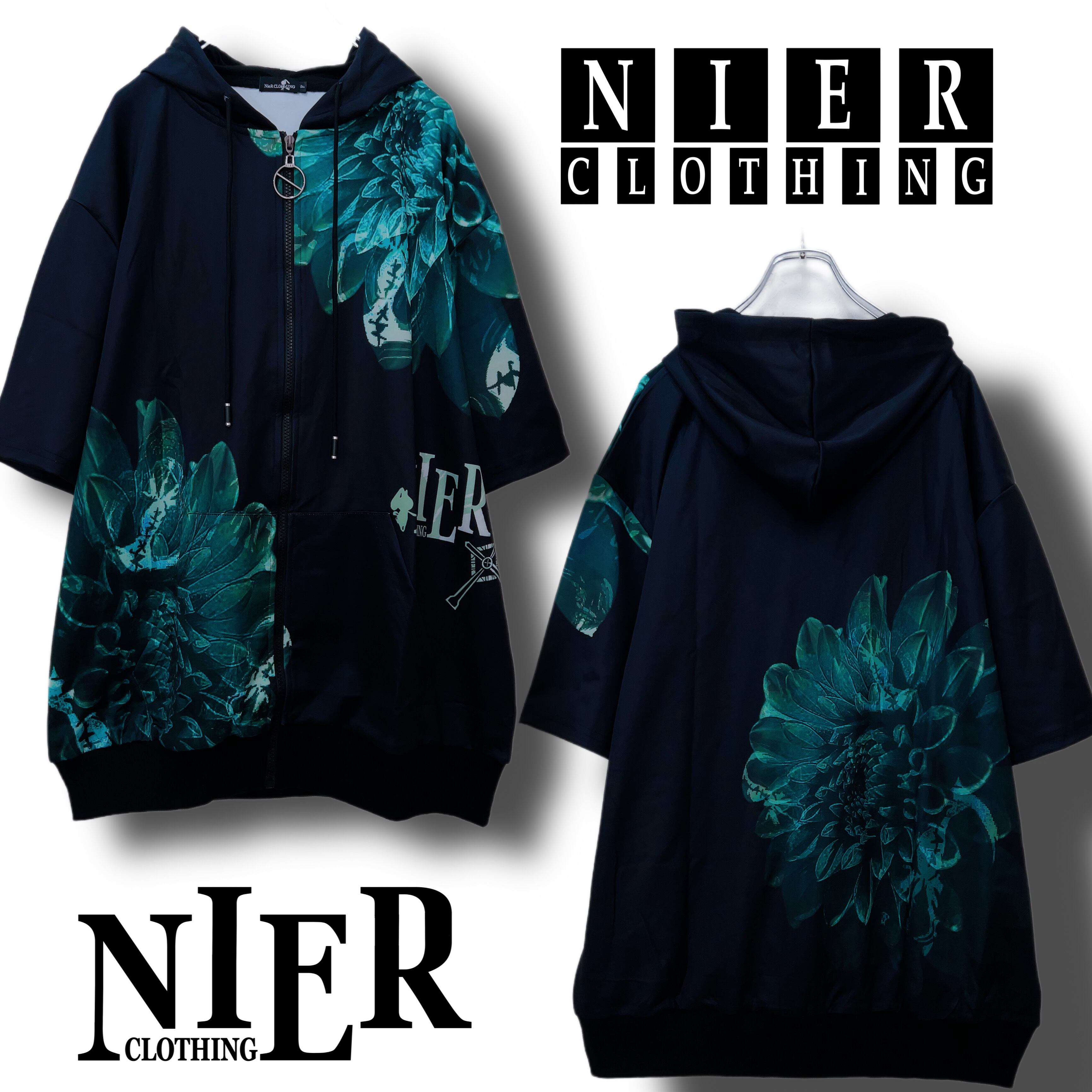 GREEN DAHLIA ZIP OUTER【CUSTOM ZIPPER】 | NIER CLOTHING powered by BASE NieR ZIP OUTER【和柄九尾】