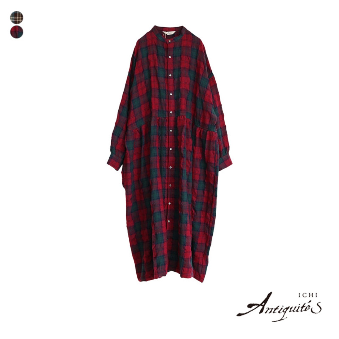 ICHI Antiquites * ウール ワッシャー タータン ワンピース [1000331 