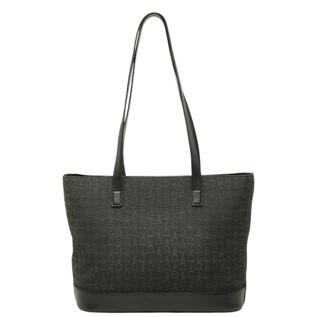 セリーヌ Cマカダム トートバッグ 肩掛け ショルダーバッグ ブラック キャンバス レザー レディース CELINE 【中古】