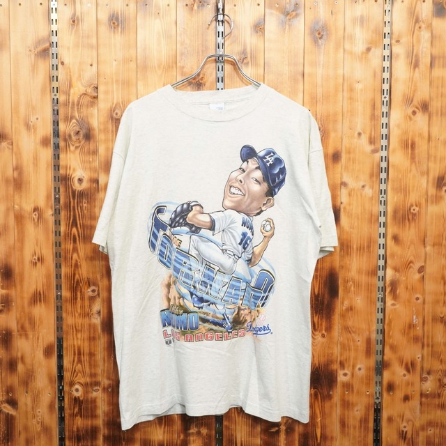 90s Los Angeles dodgers 野茂英雄　Tシャツ　L/salem sportswear usa製　ロサンゼルス　ドジャース