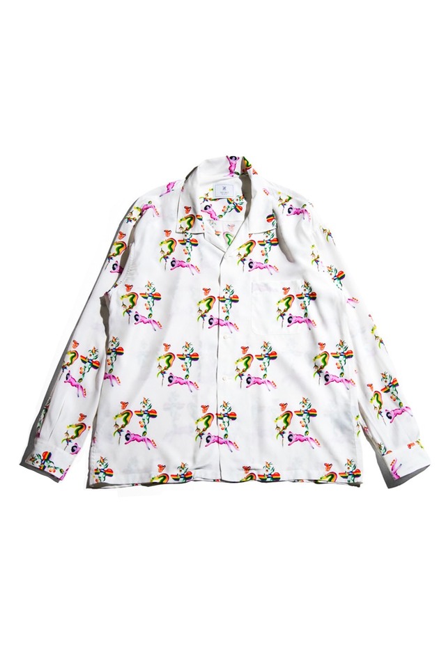 RED LIGHT ALOHA L/S SHIRTS WHITE