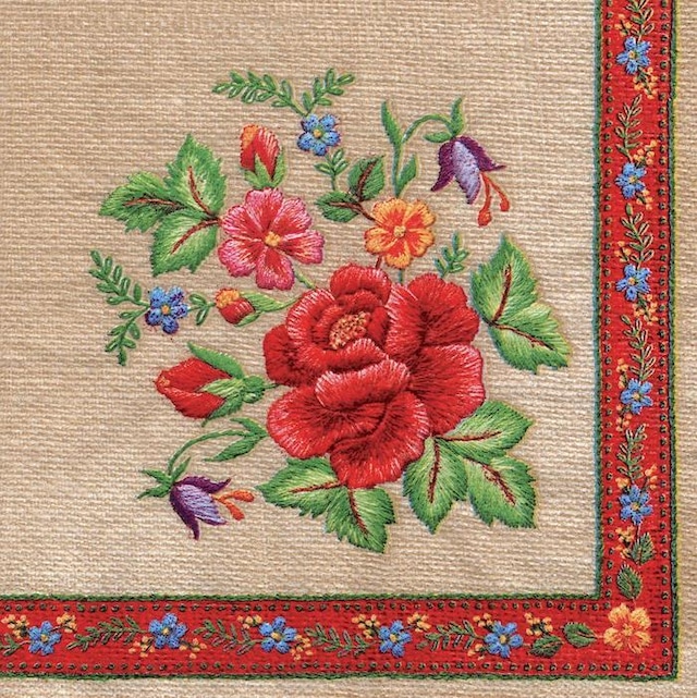【Maki】バラ売り2枚 ランチサイズ ペーパーナプキン Roses Mountain Embroidery Folk ベージュ