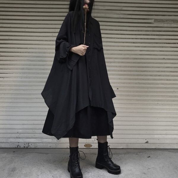ダークオーバーサイズシャツ&スカート(上下個別販売) ST0010