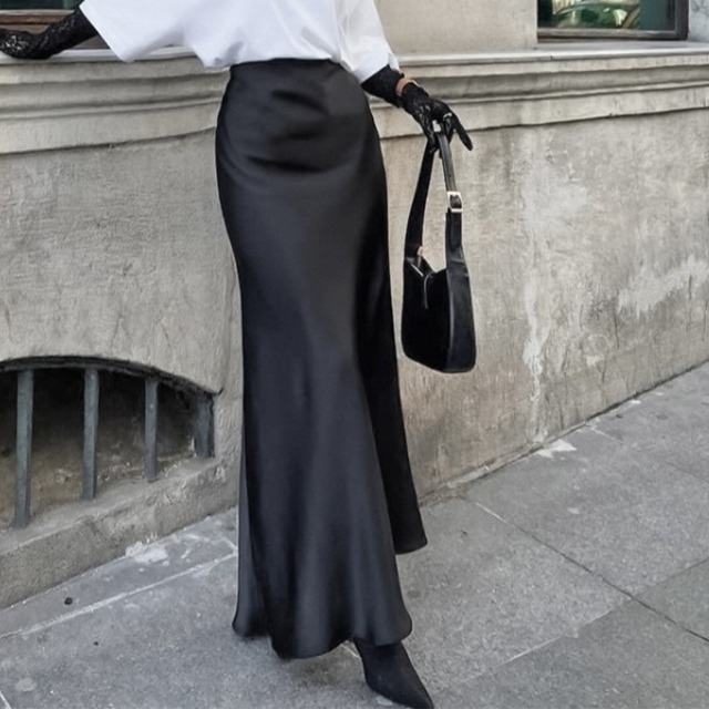 ハイウエスト サテン マーメイドスカート 238535