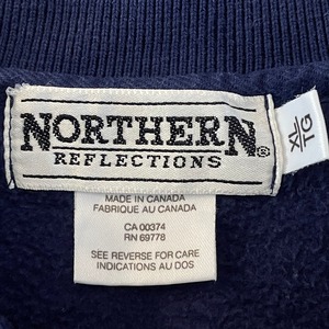 【NORTHERN REFLECTIONS】カナダ製 ヘンリーネック スウェット ゆるだぼ XL オーバーサイズ ビッグサイズ ワンポイント アメリカ古着