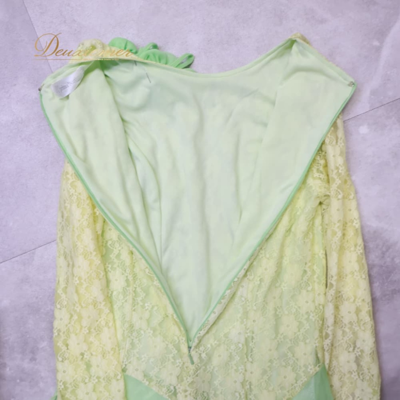 社交ダンス 衣装 prima boutique プリマブティック ドレス ワンピース グリーン系 花 花柄 レース 緑 黄緑 長袖 明るい 華やか かわいい ダンス衣装 イベント ステージ 練習 レッスン パーティー おしゃれ 透け感