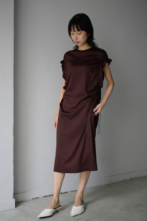 LOKITHO / GATHERED SLEEVE DRESS (brown)