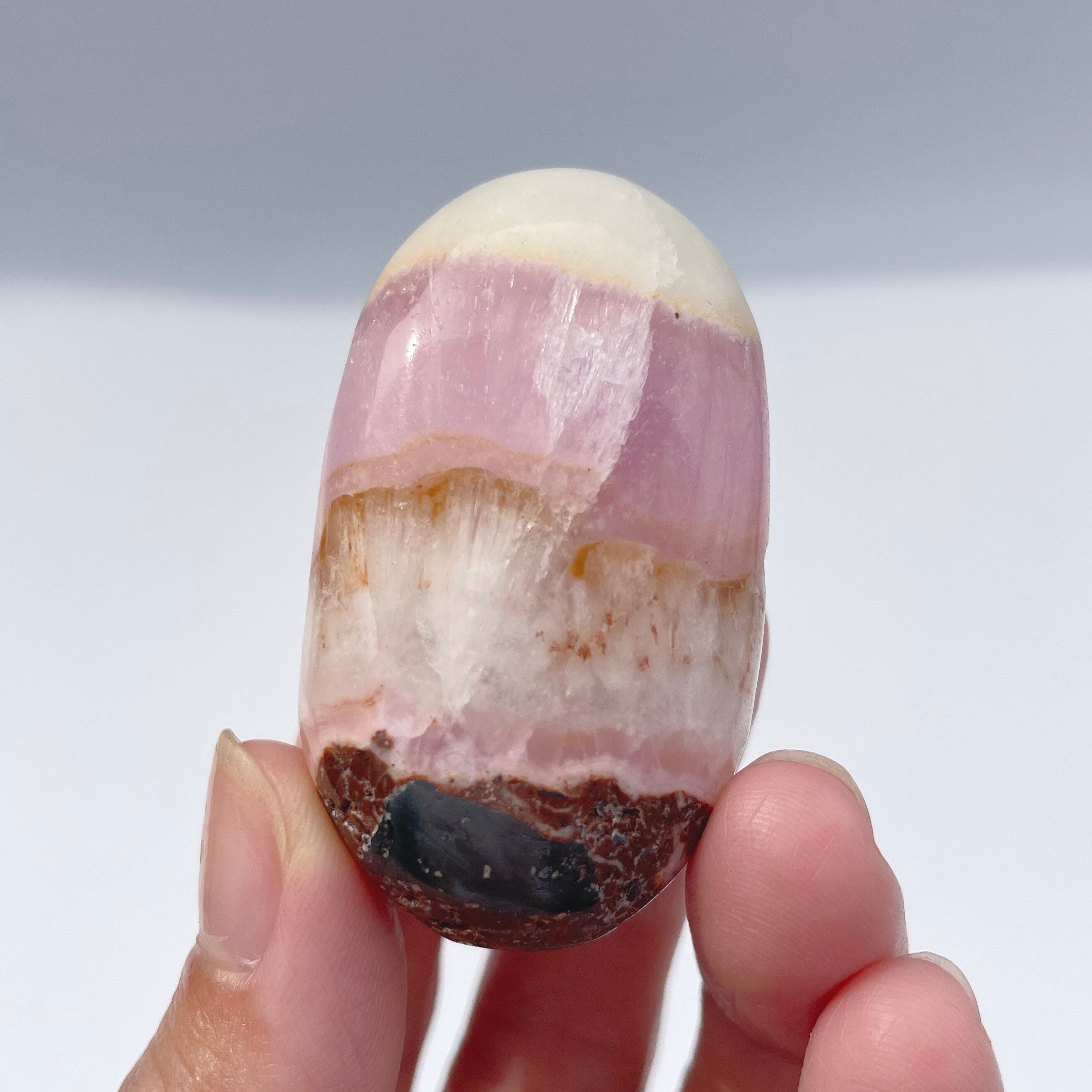ピンクアラゴナイト パームストーン22◇Pink Aragonite Palm Stone◇天然石・鉱物・パワーストーン