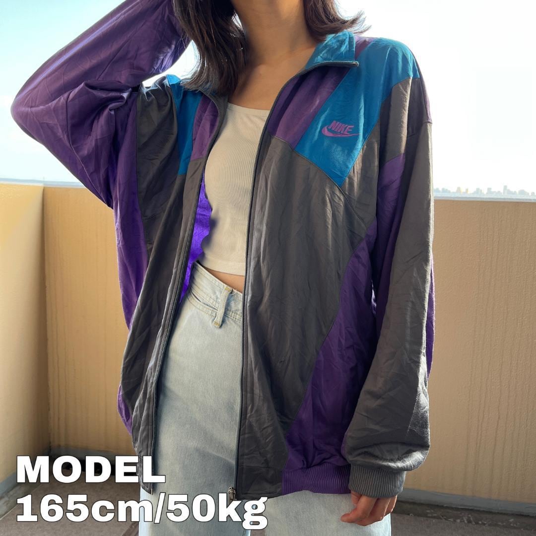 NIKE ナイキ トラックジャケット 90s 配色 ロゴ刺繍 M 紫 グレー 青 | fuufu powered by BASE