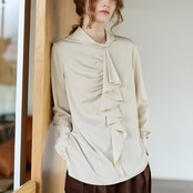 Cascade Draped Ruffle Blouse F0558