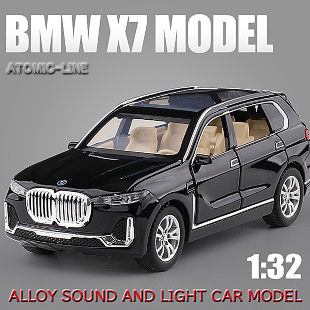 BMW X7 ミニカー1/32 全3色 ライト点灯 エンジンサウンド 合金モデル 模型 ジオラマ