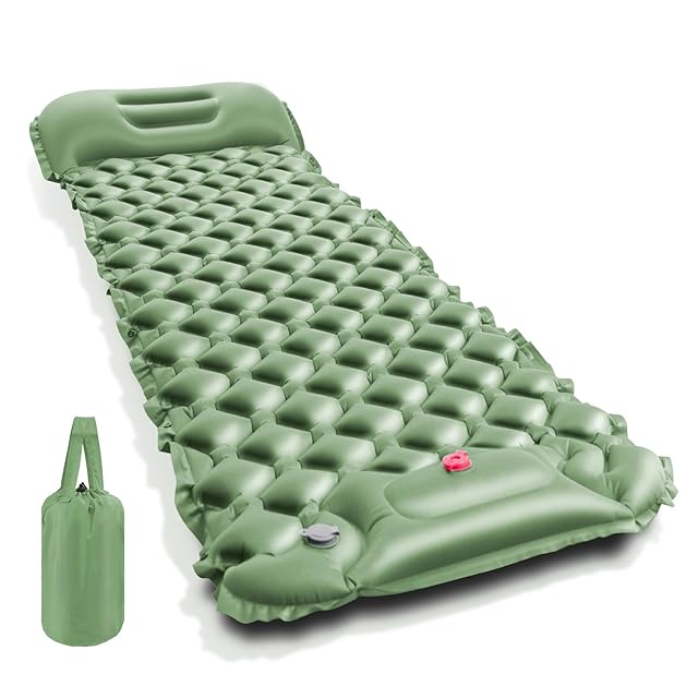 エアマット キャンプマット 防災 エアーマット 足踏み式 厚手幅広 キャンプ マット 車中泊 軽量 枕付き 無限連結可能 コンパクト 防水 防災 災害用 40DTPU キャンプ用品 収納袋付 ダブル シングル n2 エアーマット キャンプ マット【25秒膨らむ・10CM厚さ】足踏み式 無限