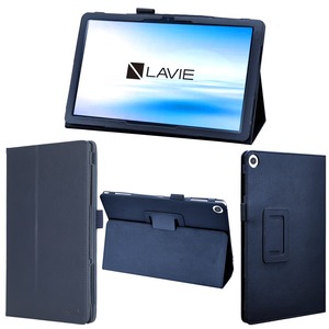 【在庫処分】wisers LAVIE Tab T10 docomo T10d タブレットケース 10.1インチ 対応 (タッチペン 保護フィルム 付) T1055 / EAS PC-T1055EAS PC-T1055ETS PUレザー素材 ダークブルー