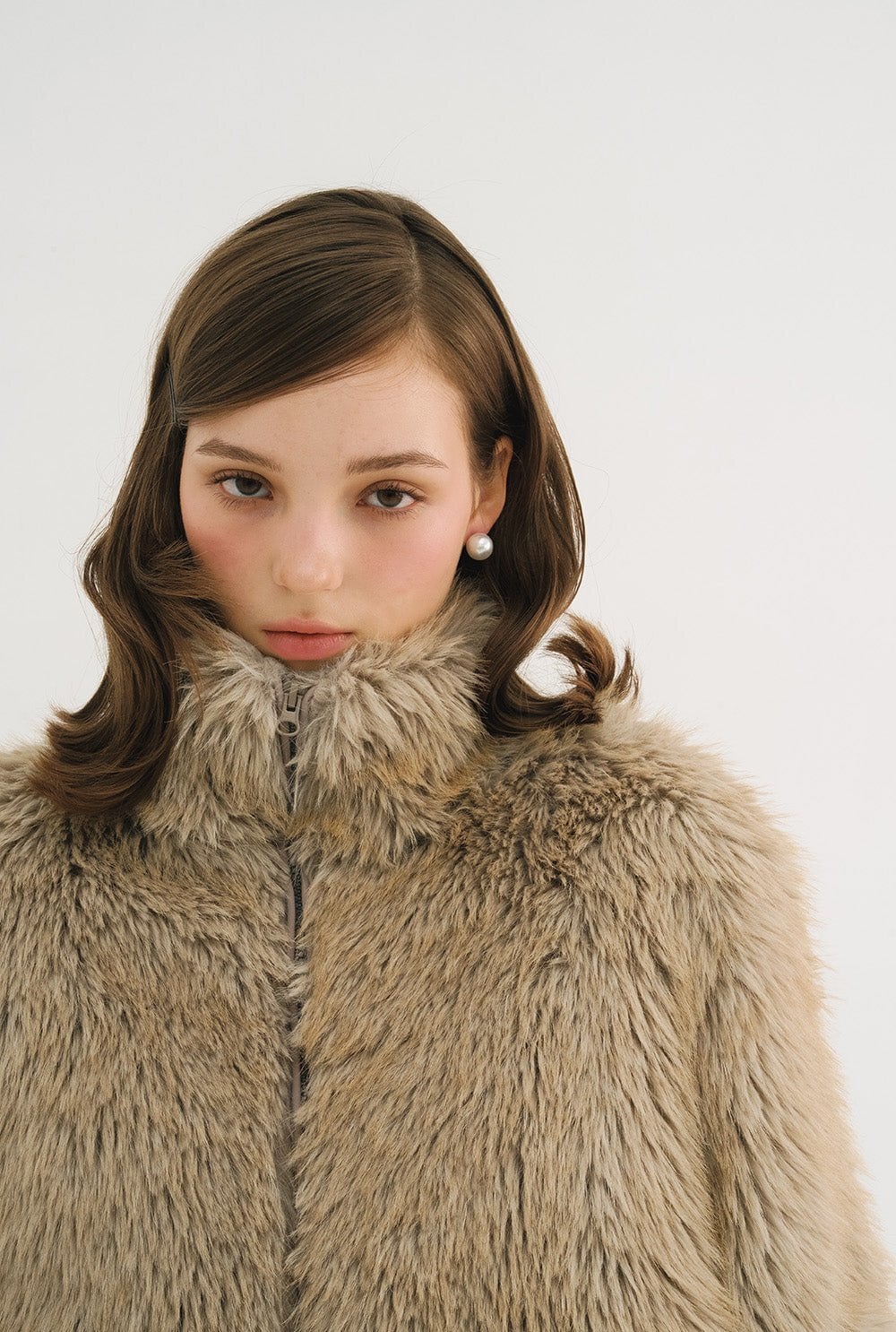 threetimes] Brownie zip-up fur jacket (beige) 正規品 韓国ブランド