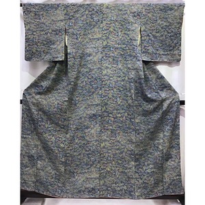 着物・小紋・自然植物文様・紺系地・No.200701-1655・梱包サイズ80