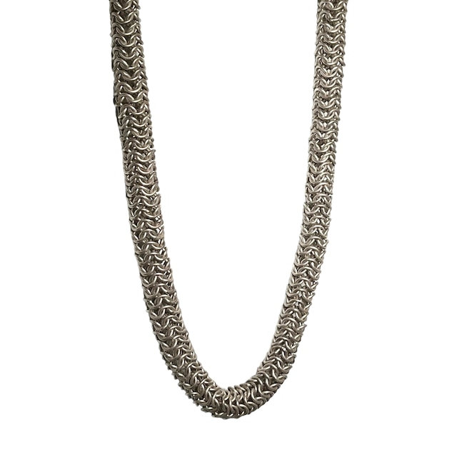 vintage heavy gauge silver braids necklace