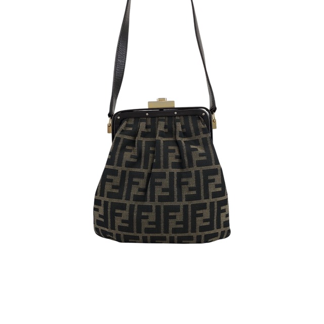 FENDI フェンディ ズッカ ショルダーバッグ ブラウン FF キャンバス がま口 vintage ヴィンテージ オールド kkfpvd
