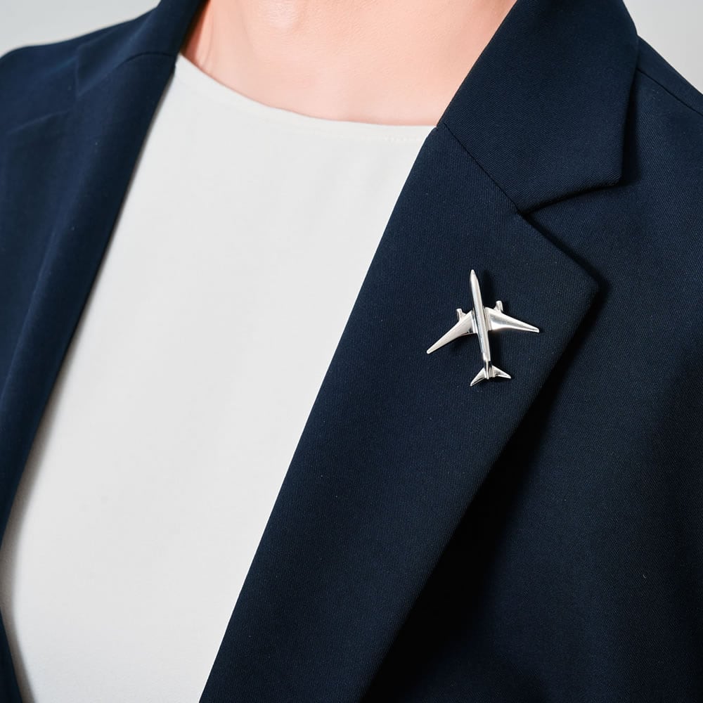 ステンレス製 飛行機 高級ピンバッジ（大）航空機 アクセサリー | ysecshop