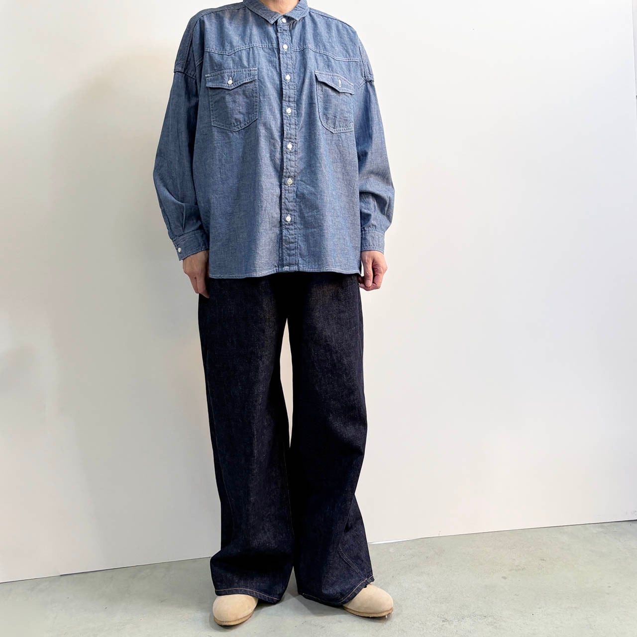 Sasanqua by trees サザンカバイツリー WESTERN OVER SHIRTS AN-339 シャンブレーウエスタンシャツ