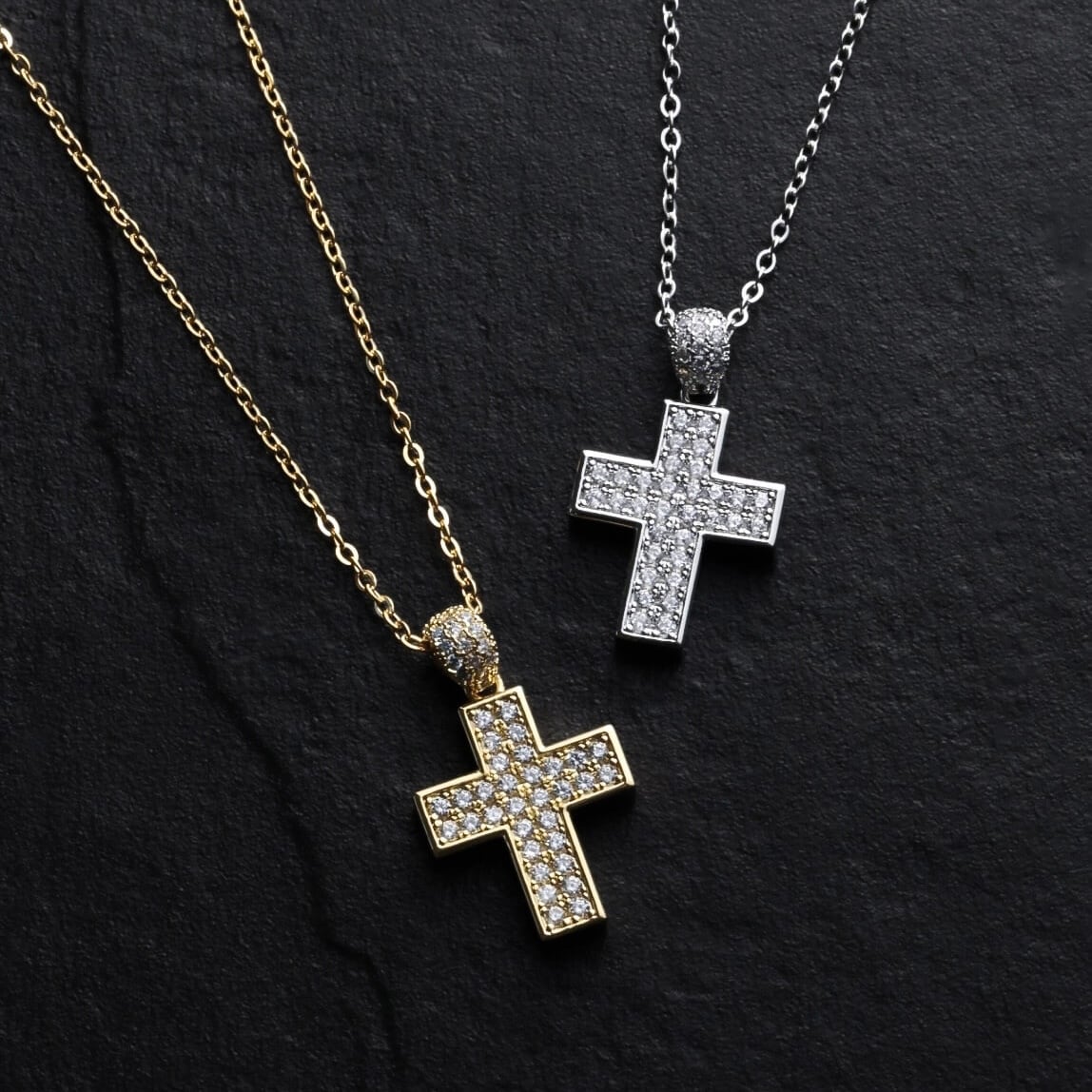 reversible zirconia medium cross necklace VN1-110 | VERIELA