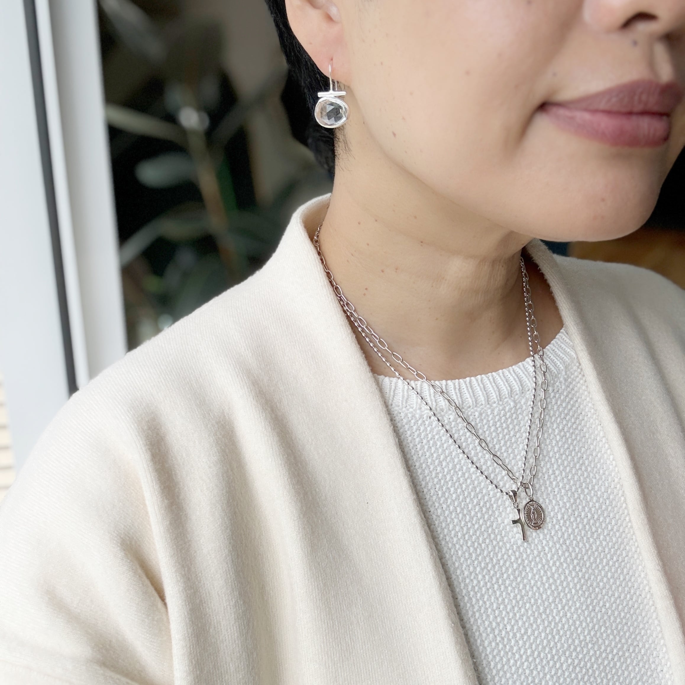 大人気 横オーバル クリスタル フックピアス Silver | 【公式