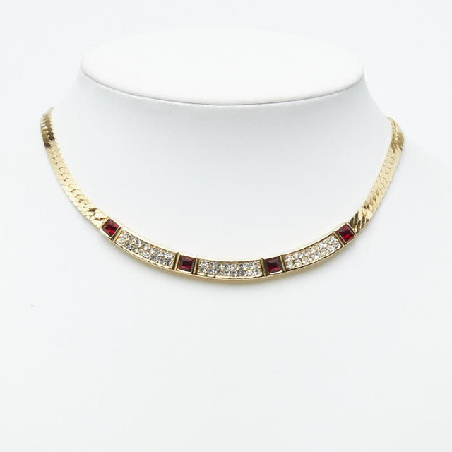 ジバンシー ネックレス ゴールド レッド メッキ ラインストーン レディース Givenchy 【中古】