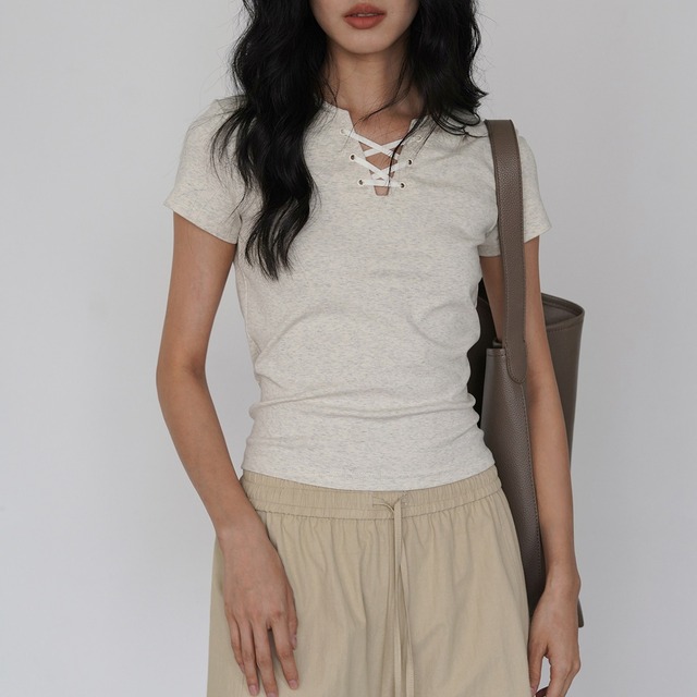 lace up t-shirt　k-0052
