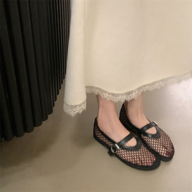 mesh flat ballet shoes L0592