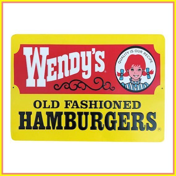 ウェンディーズ】wendy's/ハンバーガー/エンボス/ブリキ/看板/スクエア ...