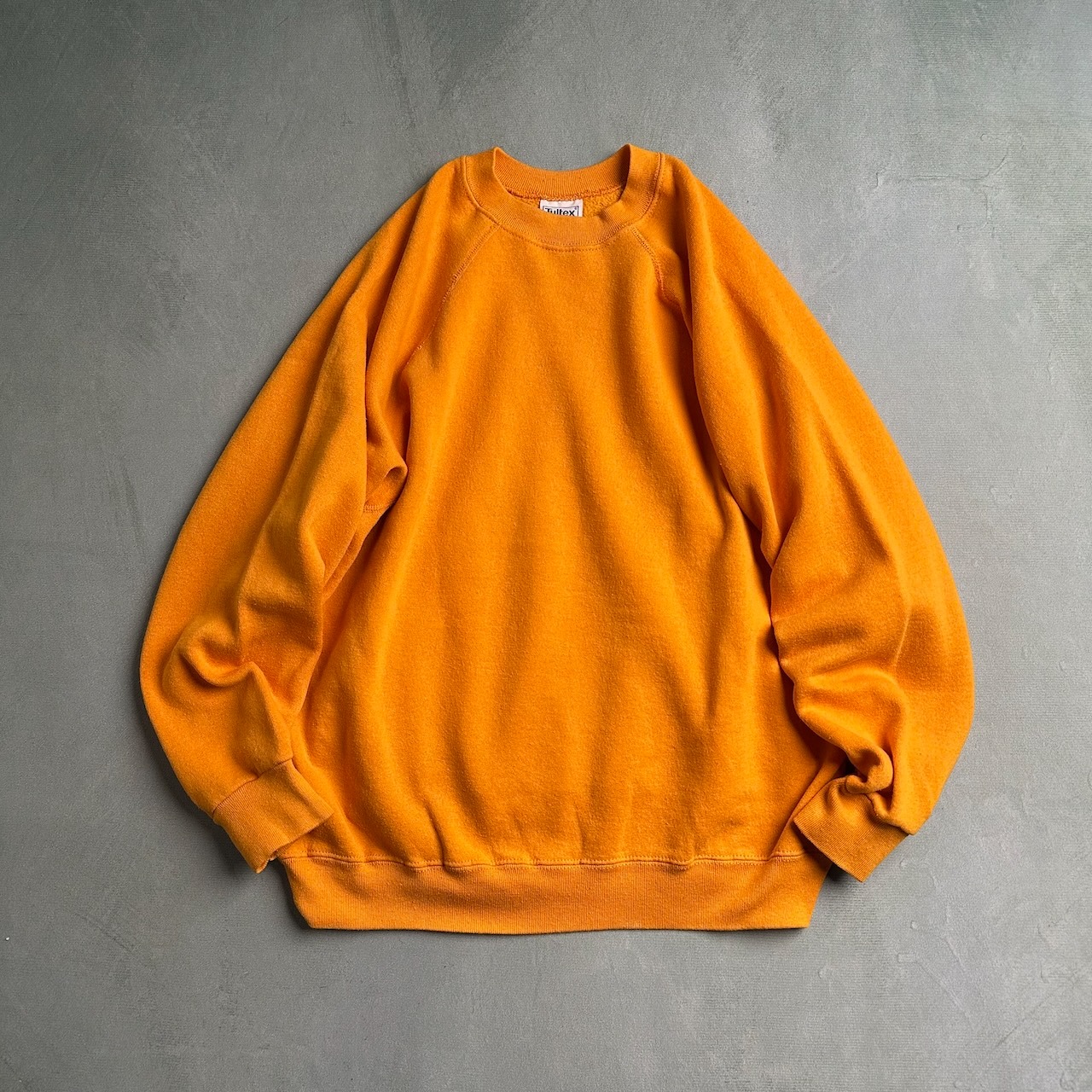 80s USA Tultex ラグラン 無地 ブランク スウェット トレーナー マスタードイエロー XL 古着
