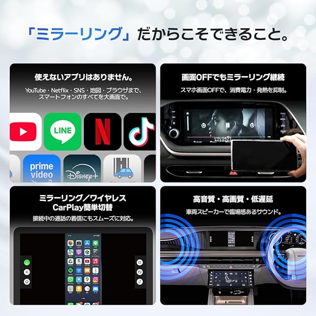 2026新型登場】CARPLE LinkPro ミラーリング 車【スマホを大画面に映す