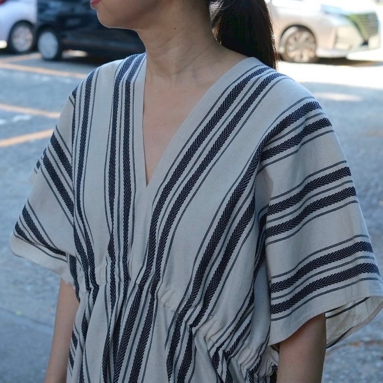 WONDER FULL LIFE(ワンダフルライフ) NEO KAFTAN DRESS native stripe WONDER FULL LIFE(ワンダフルライフ) NEO KAFTAN DRESS native stripe