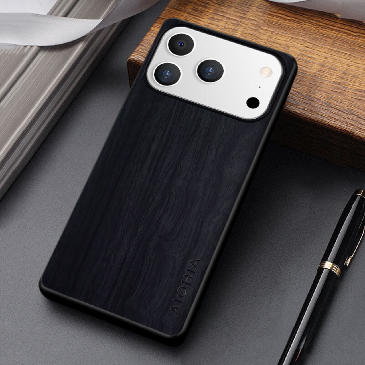 ◆iPhone 17/16/15/14/13/Pro/Pro Max/Plus/Air◆ Wood Design Leather Case / ウッド デザイン レザー スマホケース