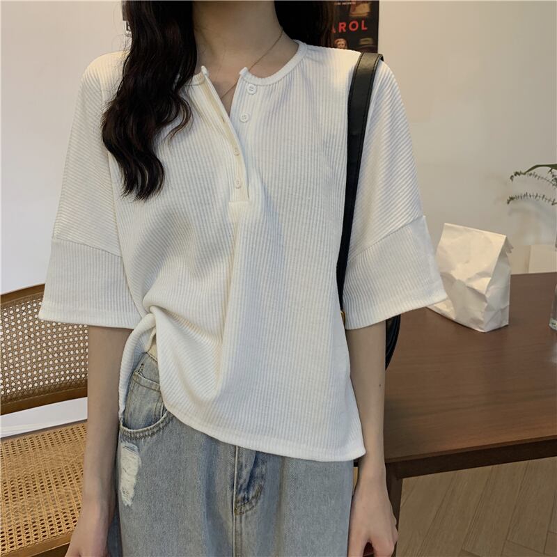 ホワイトニットTシャツ レディースサマールーズトップス 夏物 1号婦人13967892388