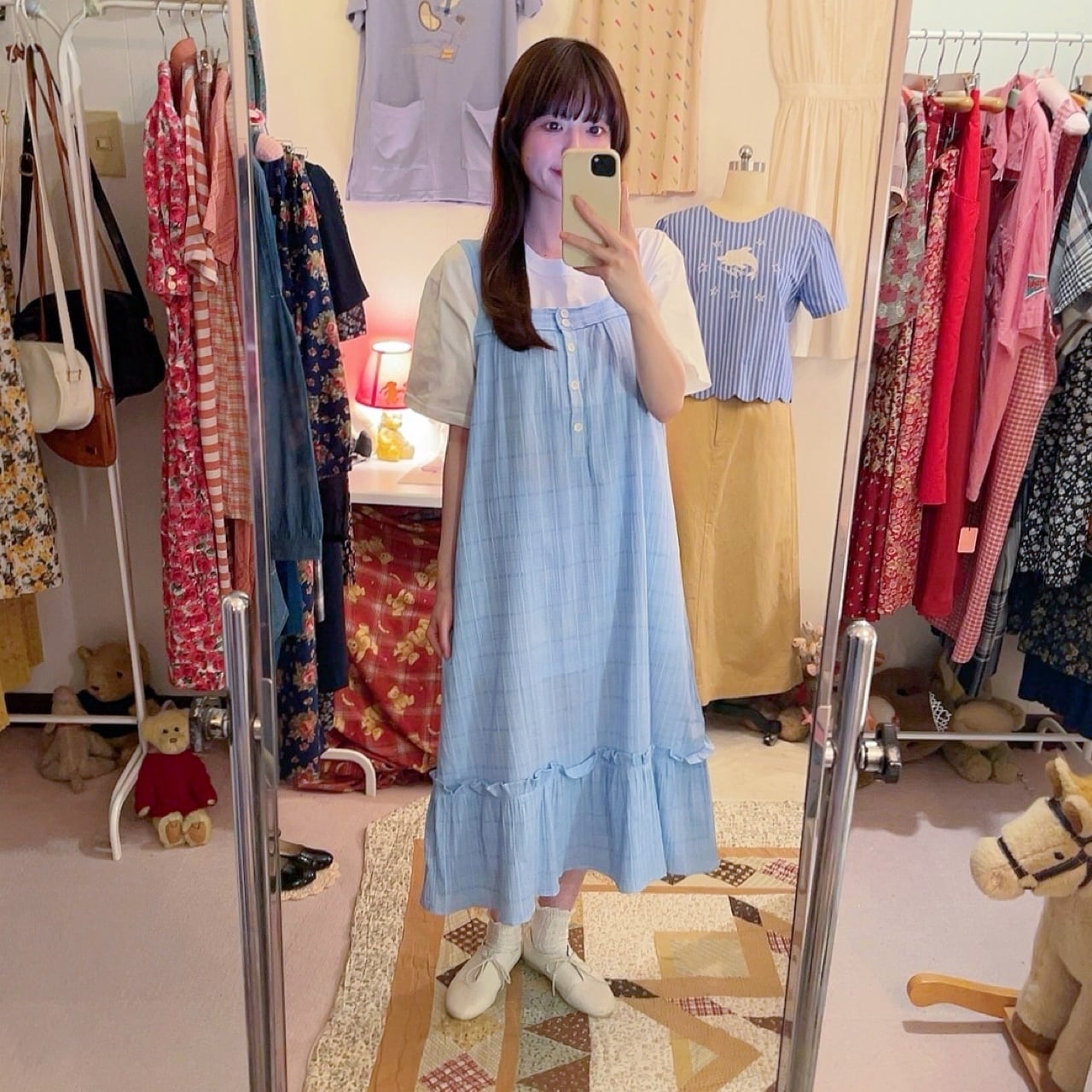 light blue camisole one-piece