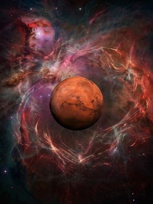 Mars・火星【デジタルダウンロード】惑星アート｜5400×7200px・600dpi・約50MB 高解像度PNG｜Digital Download Ink Wash Digital Art