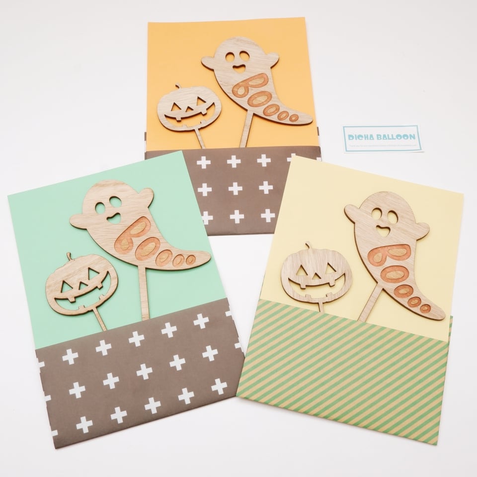 【木製ケーキトッパー】ジャックオランタン&ゴースト