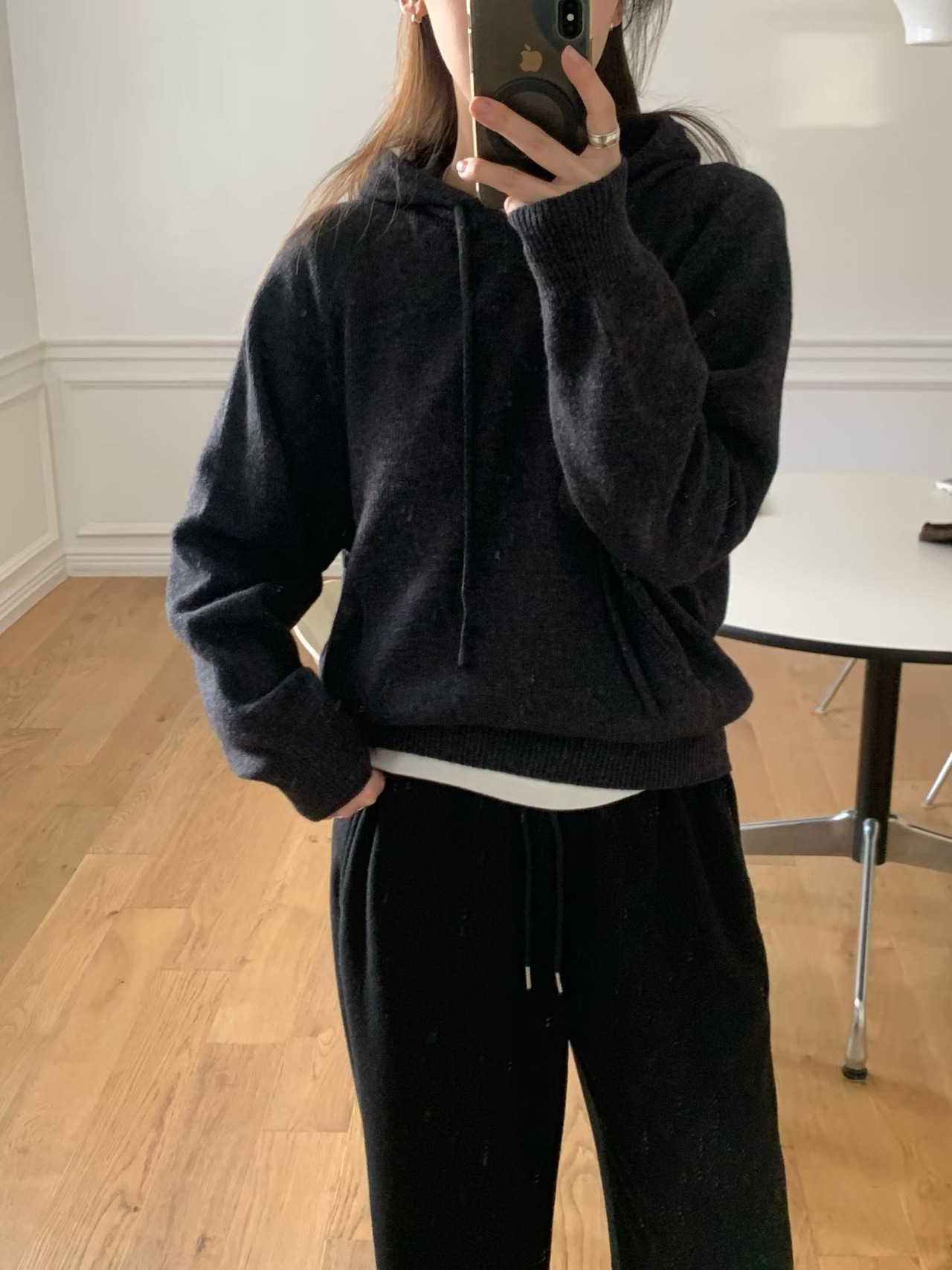 (予約) fl lanel / Cashmere wholegarment hood knit 3color