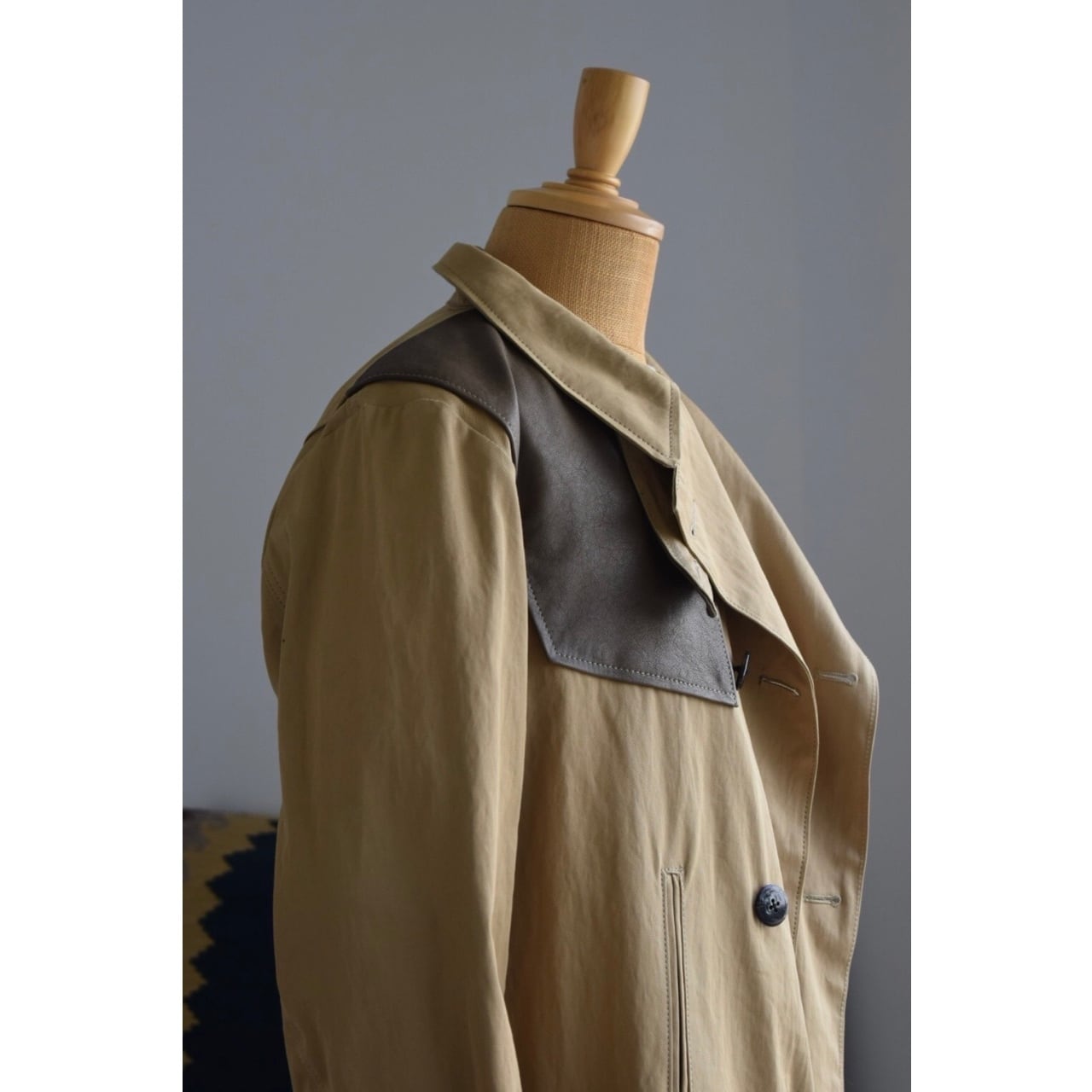 Simva 118-0050G-Khaki Italian Long P-coat Gabardine | O