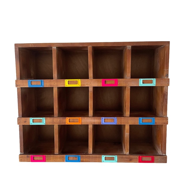 Vivid Label Wood Collection Box W60cm×D19cm×H48cm　収納コレクションボックス