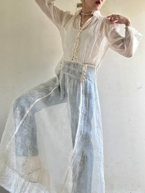 1980s Antique Sheer Cotton Dress
