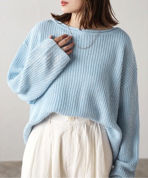 箔プリントルーズニット【t-10155】.