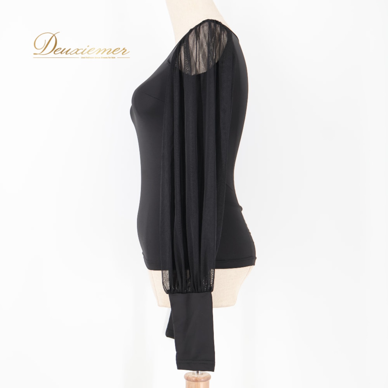 社交ダンス 衣装 AMYDANCE APPAREL エイミーダンス・アパレル トップス ブラウス レッスンウェア ブラック系 無地 シンプル 練習 レッスン 伸縮 ストレッチ 黒 レース 袖 かわいい 上品 高級感 ダンス衣装 イベント ステージ パーティー