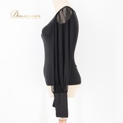 社交ダンス 衣装 AMYDANCE APPAREL エイミーダンス・アパレル トップス ブラウス レッスンウェア ブラック系 無地 シンプル 練習 レッスン 伸縮 ストレッチ 黒 レース 袖 かわいい 上品 高級感 ダンス衣装 イベント ステージ パーティー