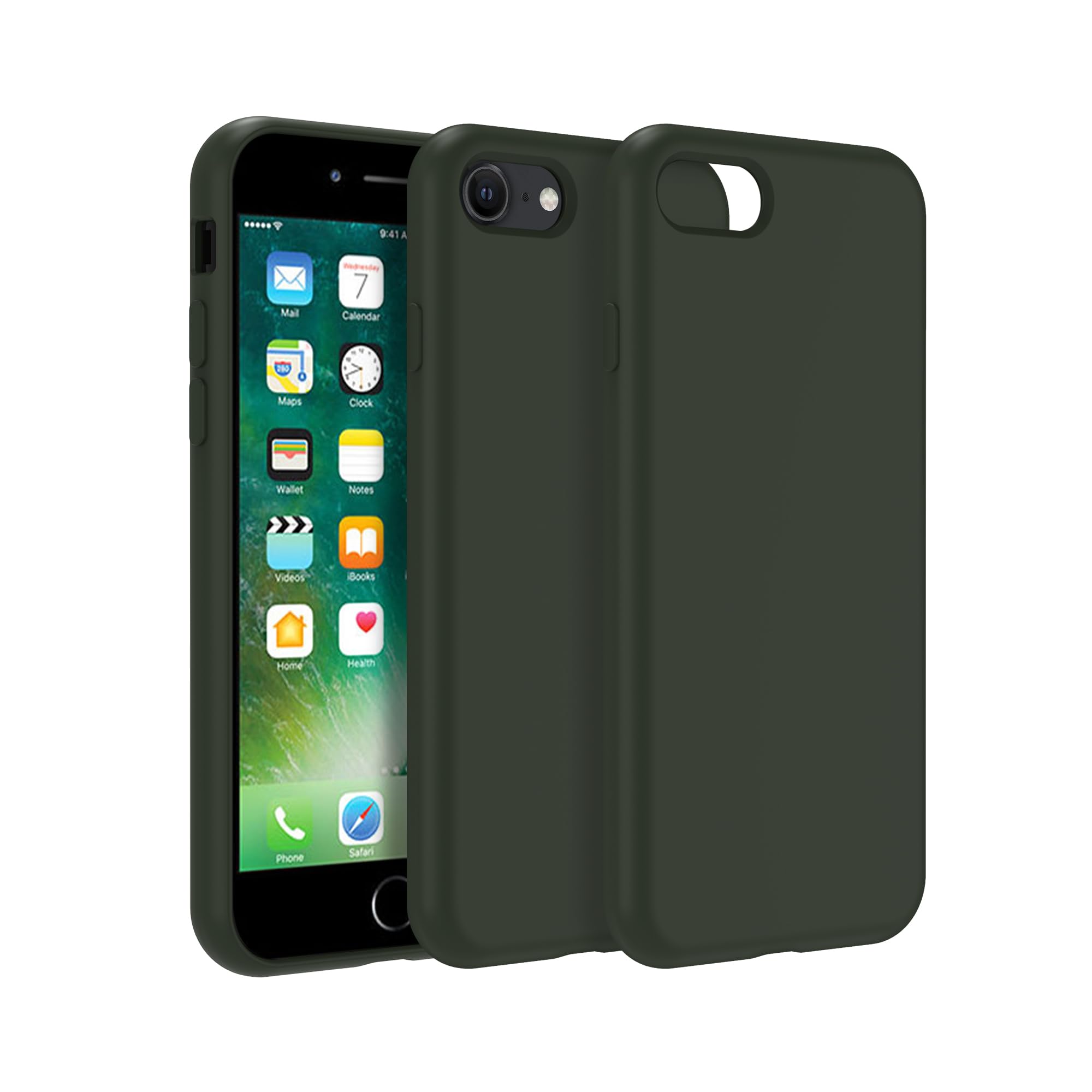 PINLISHENG iPhone se2/se3 ケース いPhone 7/8 スマホケース ハイブリッドシリコン(インクグリーン)