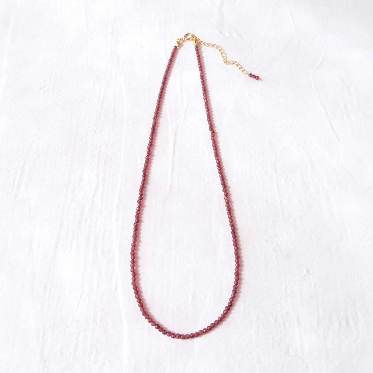 【K14gf】Colored Stone Plane Necklace/Garnet(High-grade)