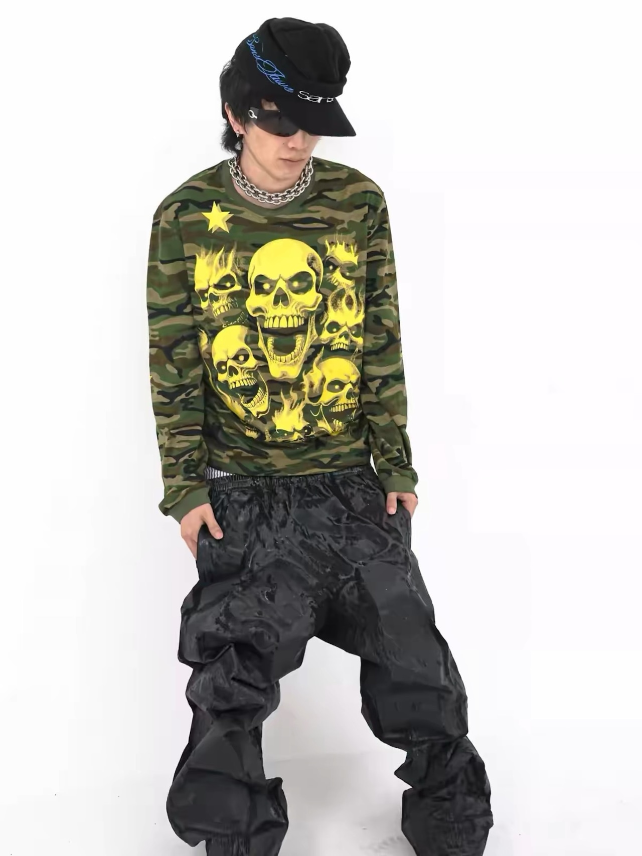【SANSLAWS】Camo Skull Long Sleeve Tee