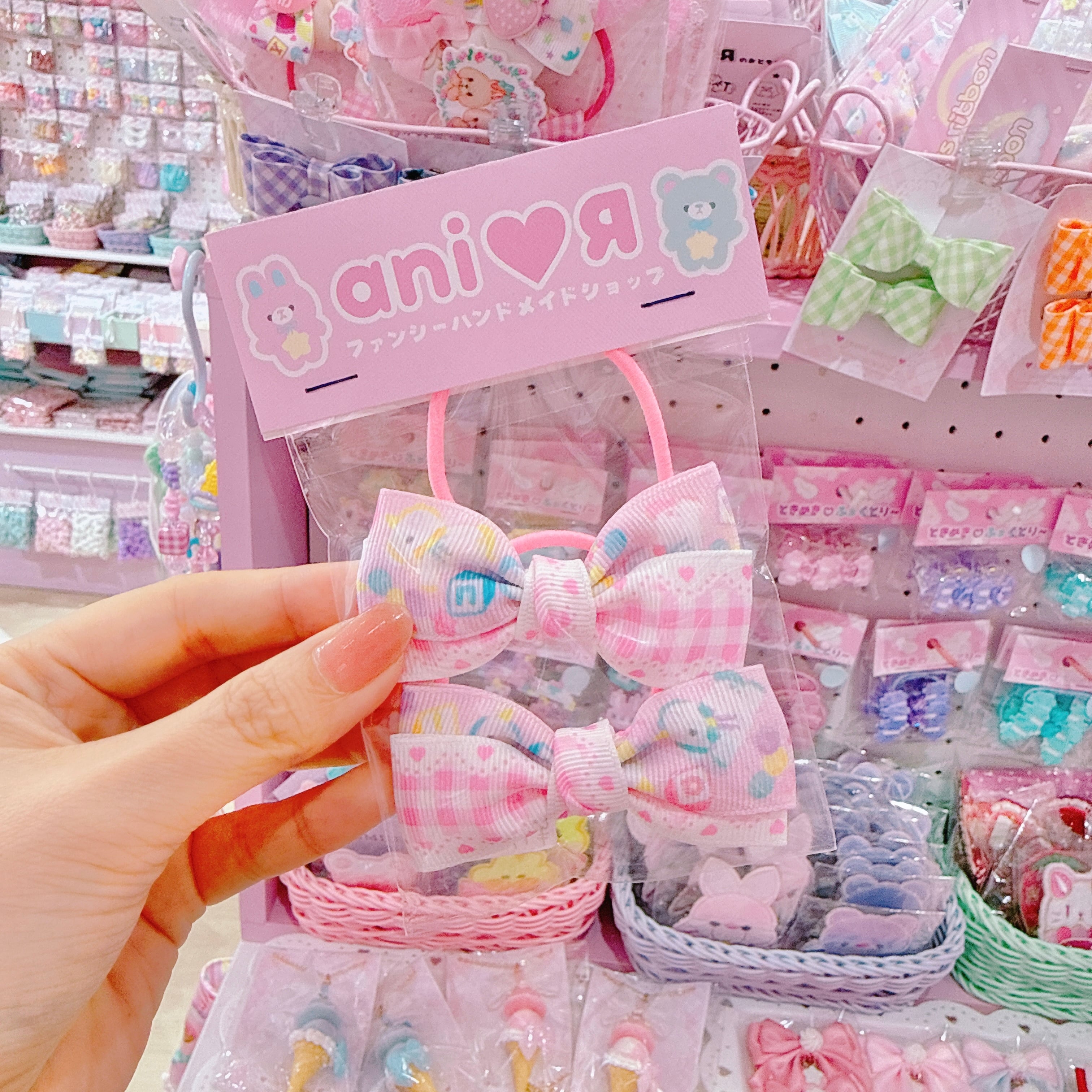 【R7】46-16ミニテレコリボンツインヘアゴム