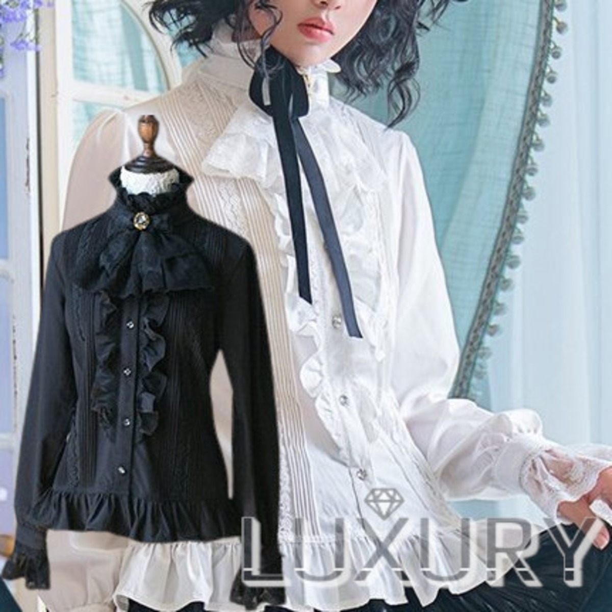 ロリータ SweetDreamer Vintage フリル立ち襟ブラウス ブラウスのみ 